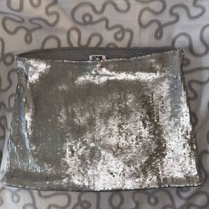 BNWOT Target X Future Collective Ladies Silver sequin mini skirt - Sz: Med